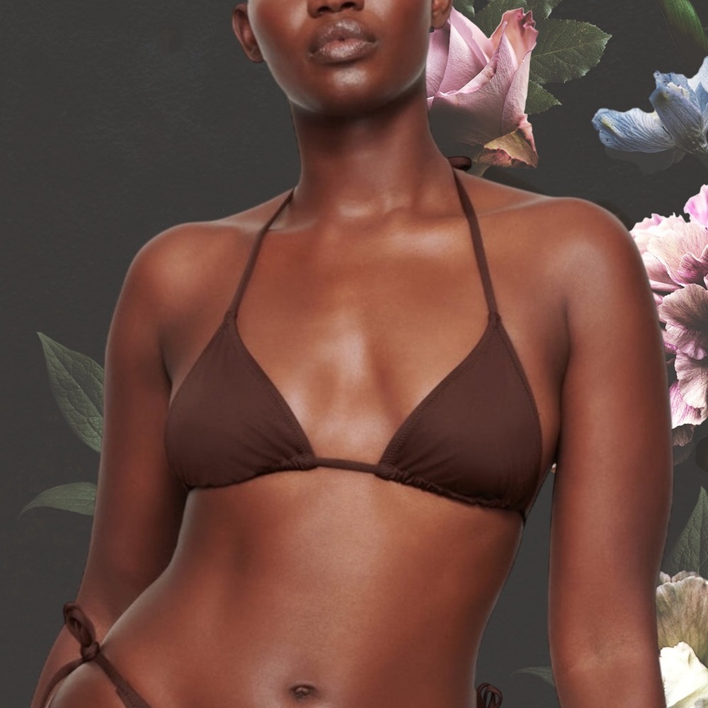 SKIMS Brown Triangle Bikini Top